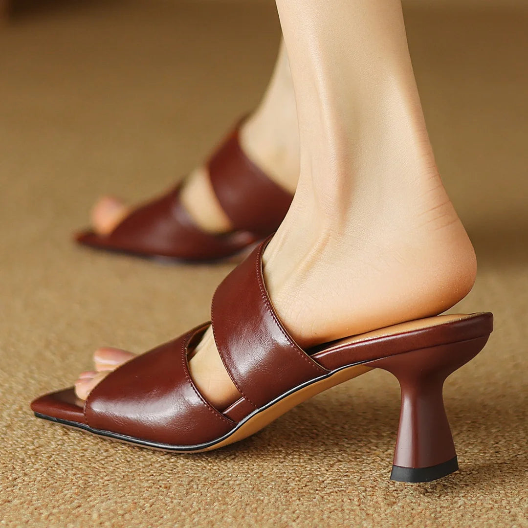 Calice Twin Strap Leather Sandals