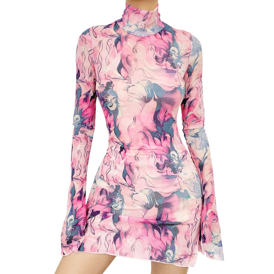 Acquerello Turtleneck Mini Dress