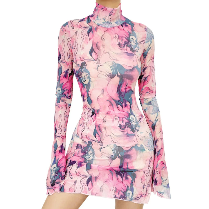 Acquerello Turtleneck Mini Dress