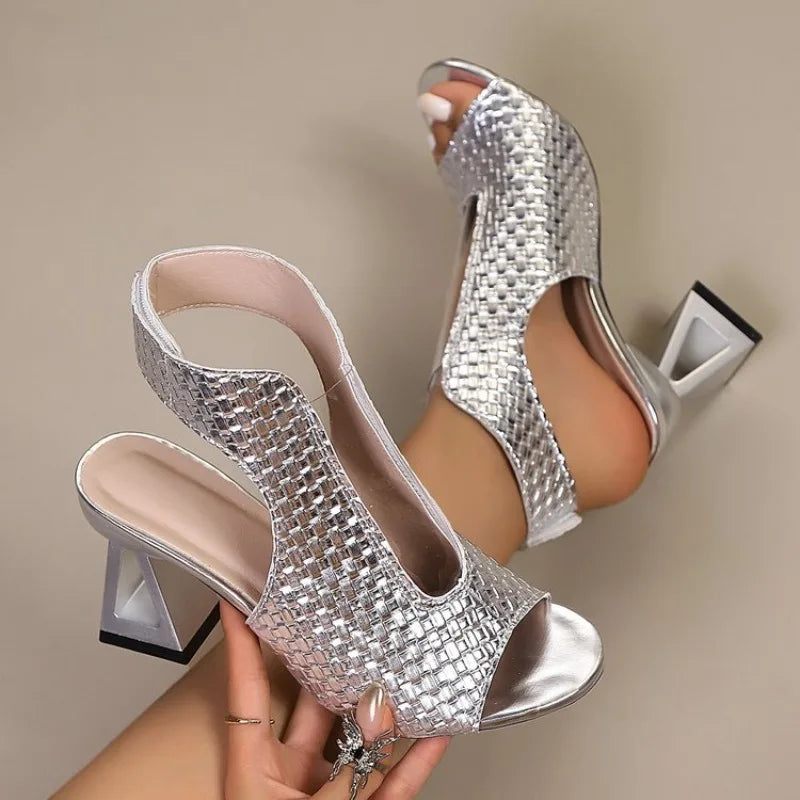 Intrecciato Peep-Toe Heels