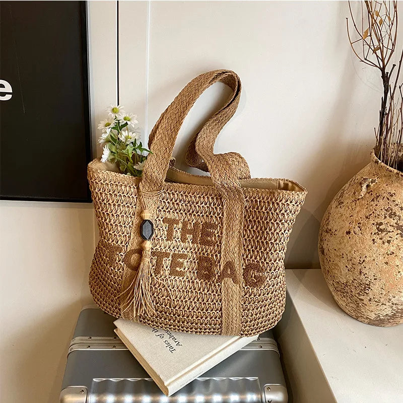 Raffia Weave Straw Tote