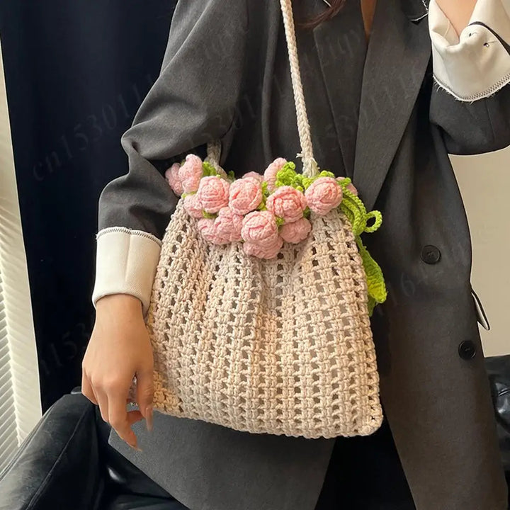 Rosette Crochet Handbag