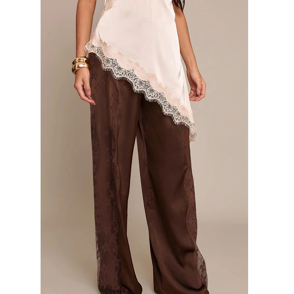 Merletto Satin Lace Pants