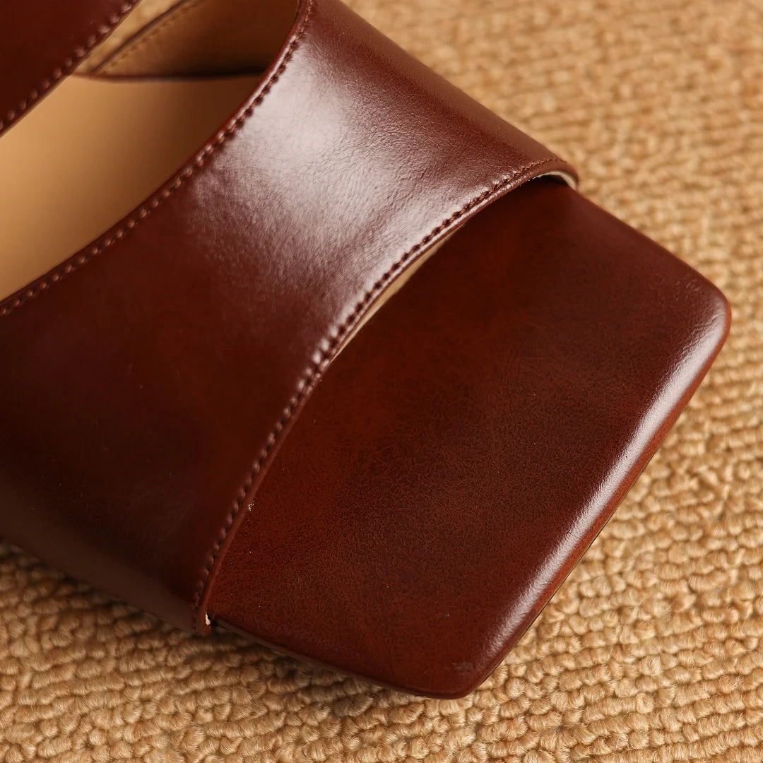 Calice Twin Strap Leather Sandals