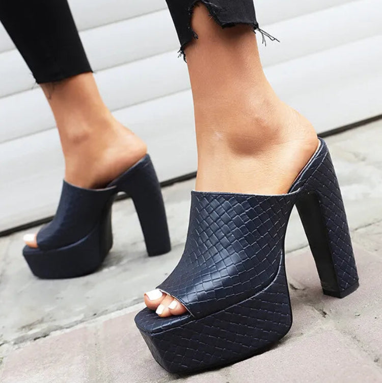 Trecce Woven Platform Mules