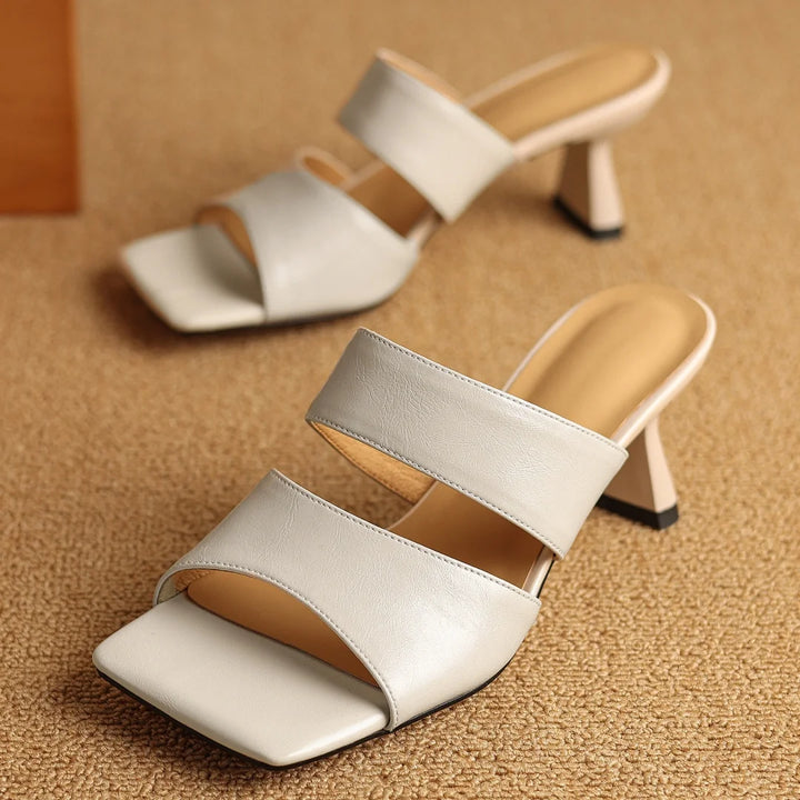 Calice Twin Strap Leather Sandals