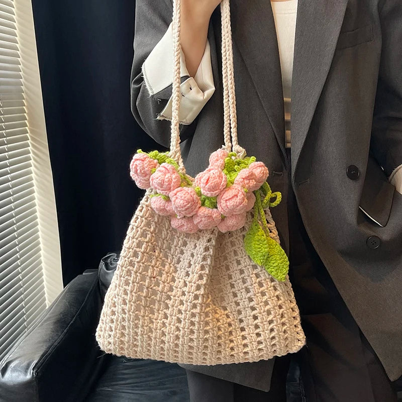 Rosette Crochet Handbag
