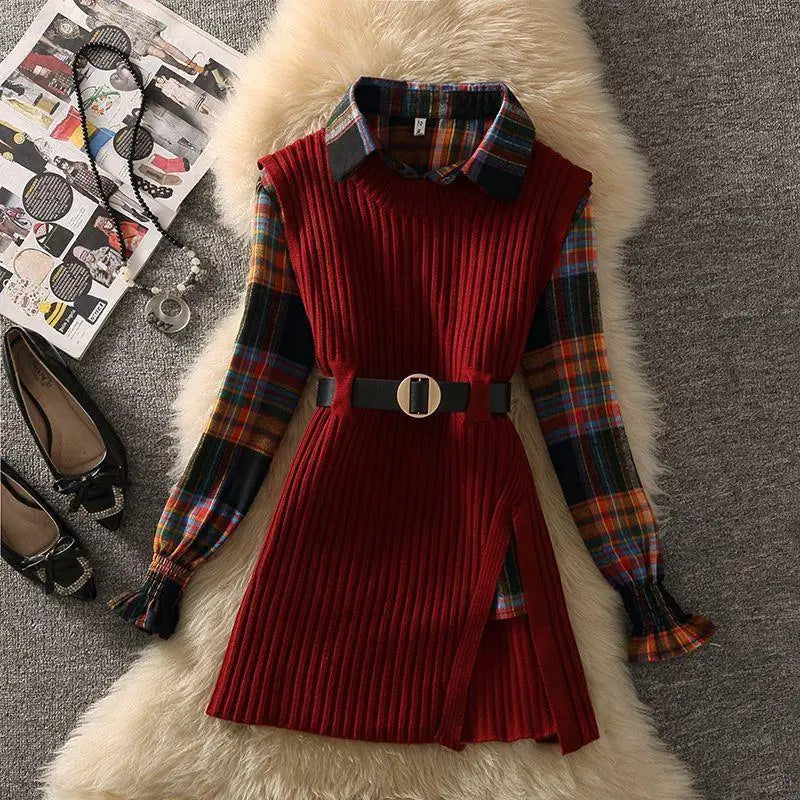 Plaid & Pleat 2 Piece Set