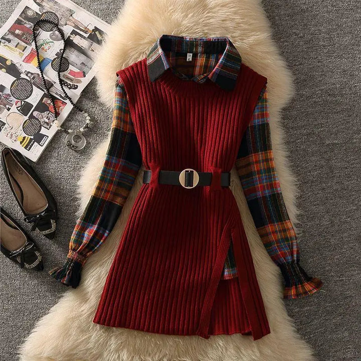 Plaid & Pleat 2 Piece Set