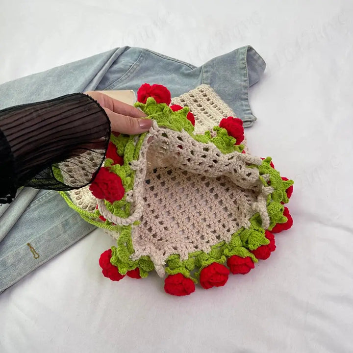 Rosette Crochet Handbag