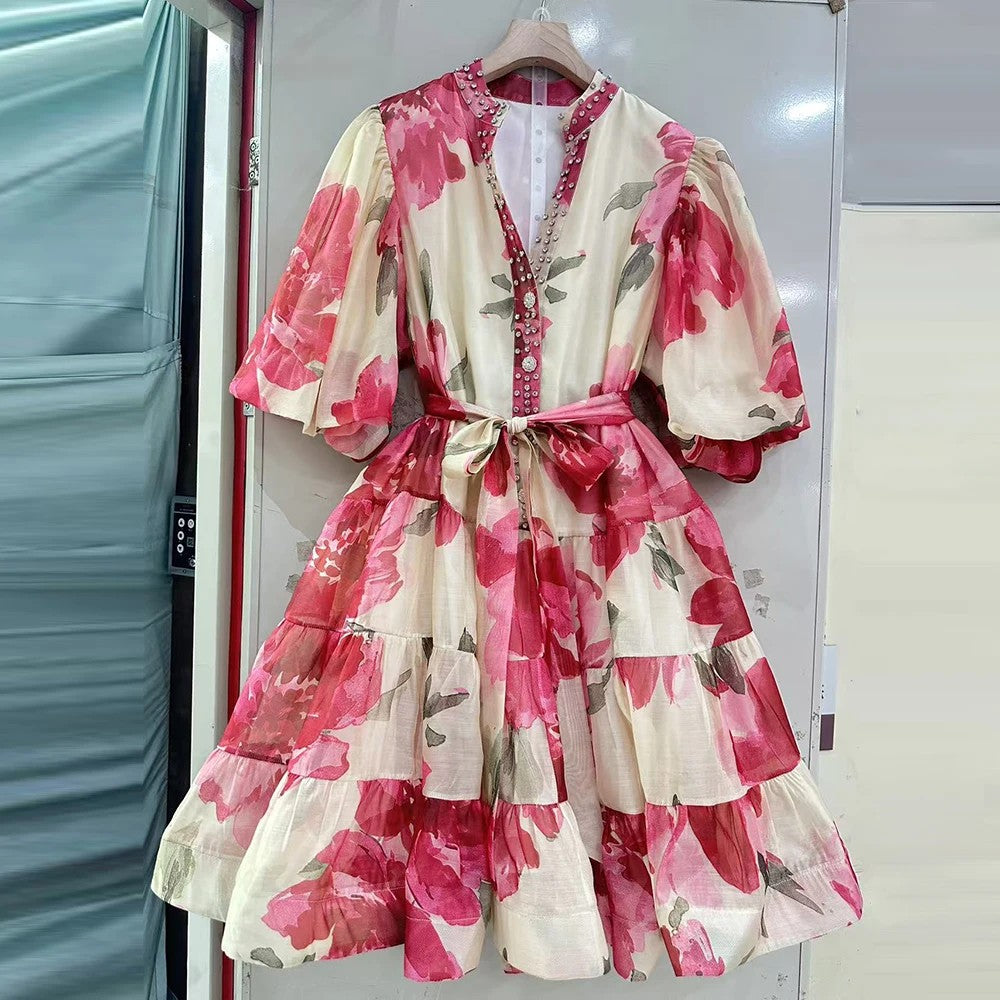 Giardino Puff-Sleeve Mini Dress