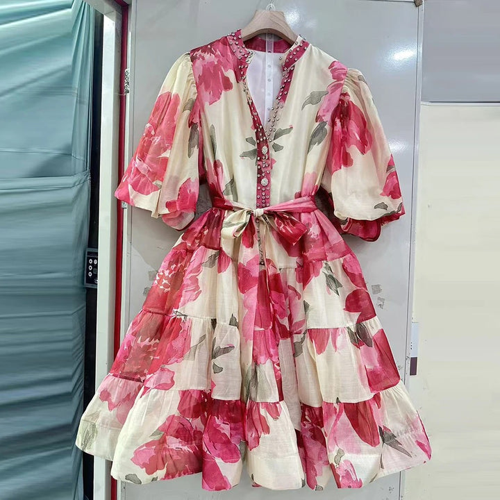 Giardino Puff-Sleeve Mini Dress