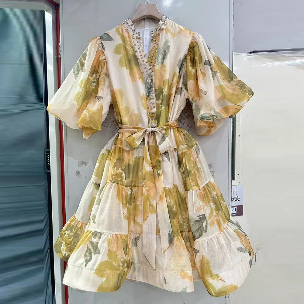 Giardino Puff-Sleeve Mini Dress
