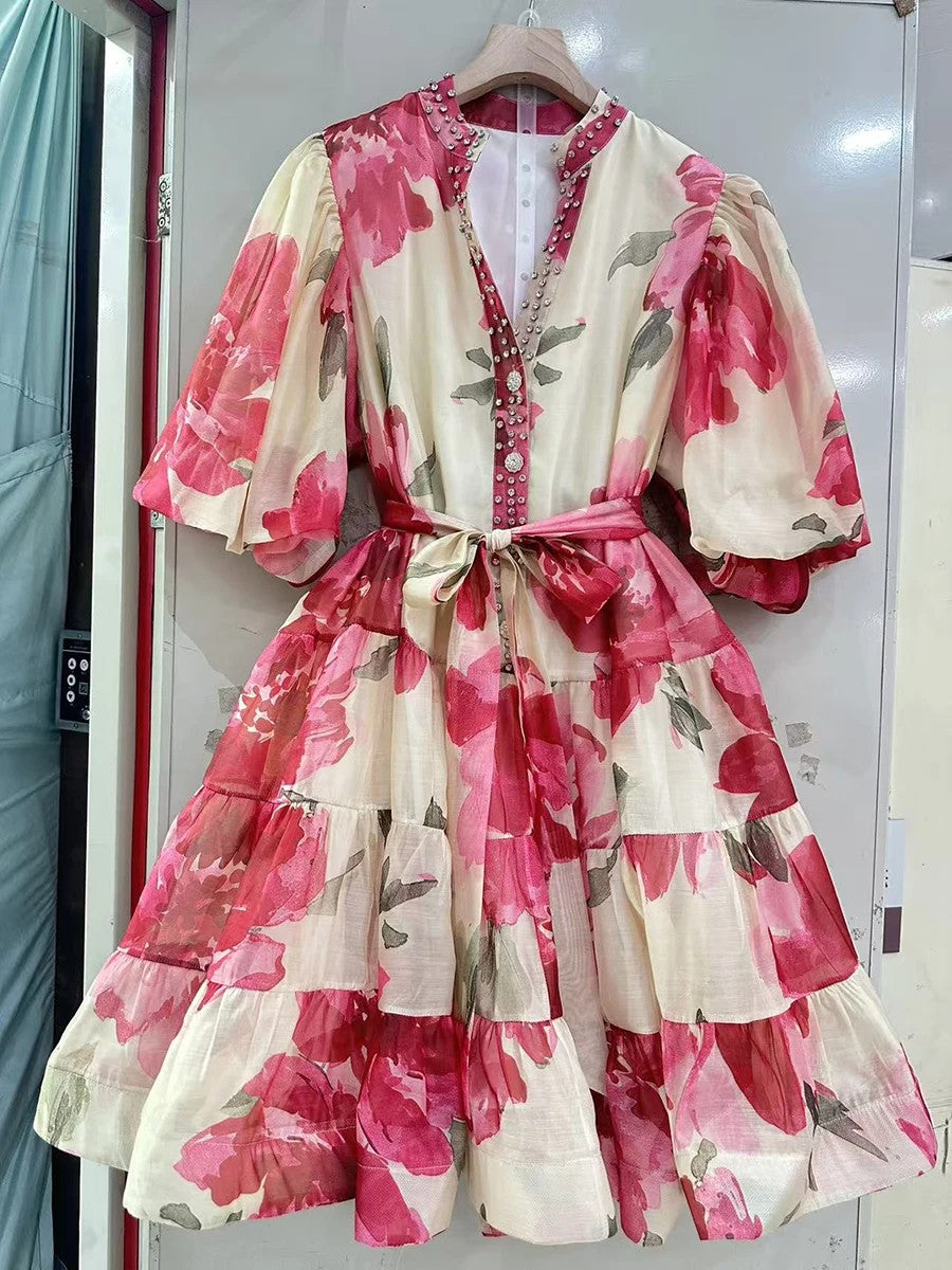 Giardino Puff-Sleeve Mini Dress