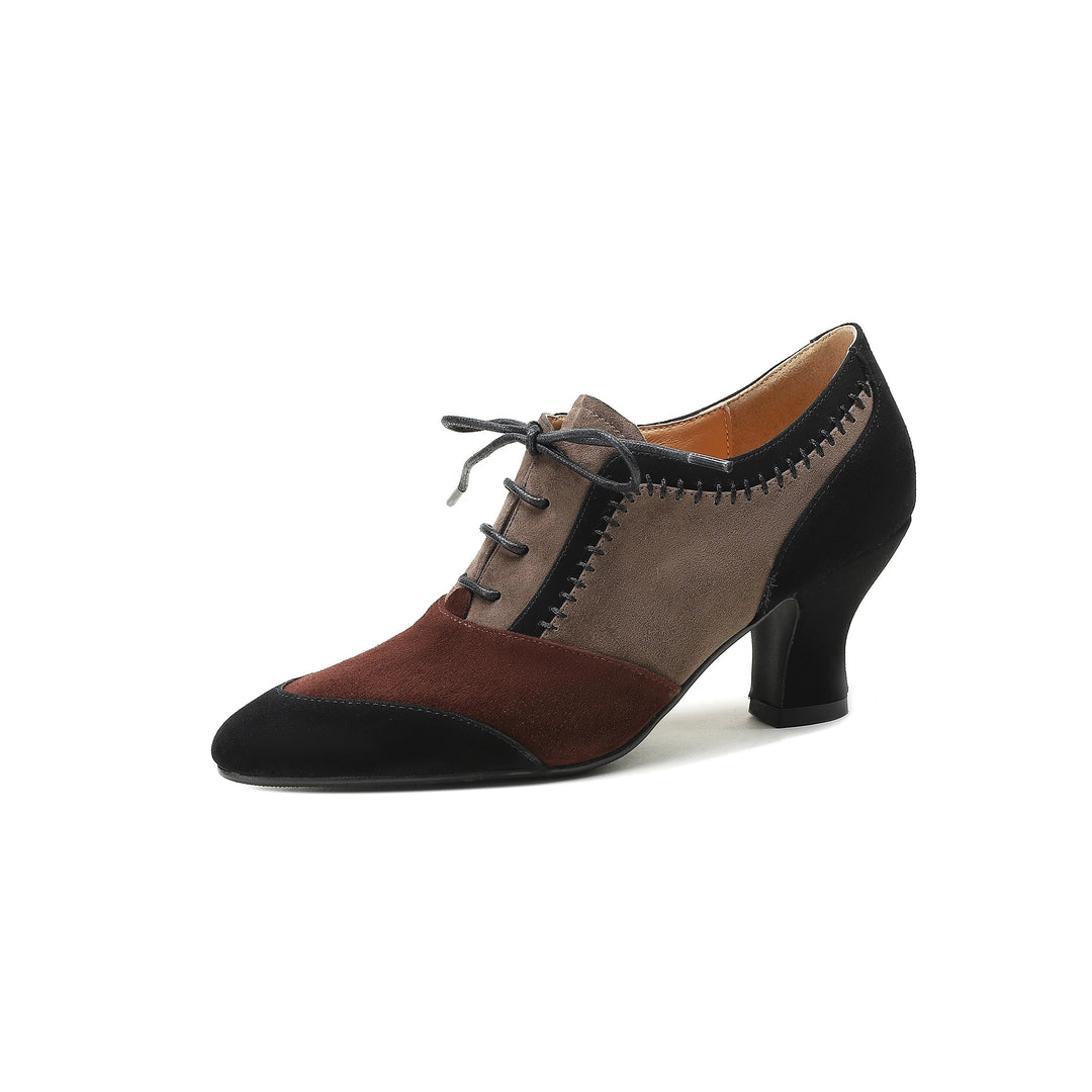 Patchwork Suede Oxford Pumps