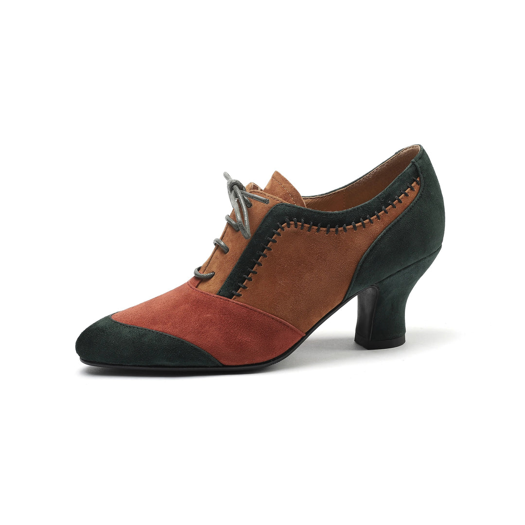 Patchwork Suede Oxford Pumps