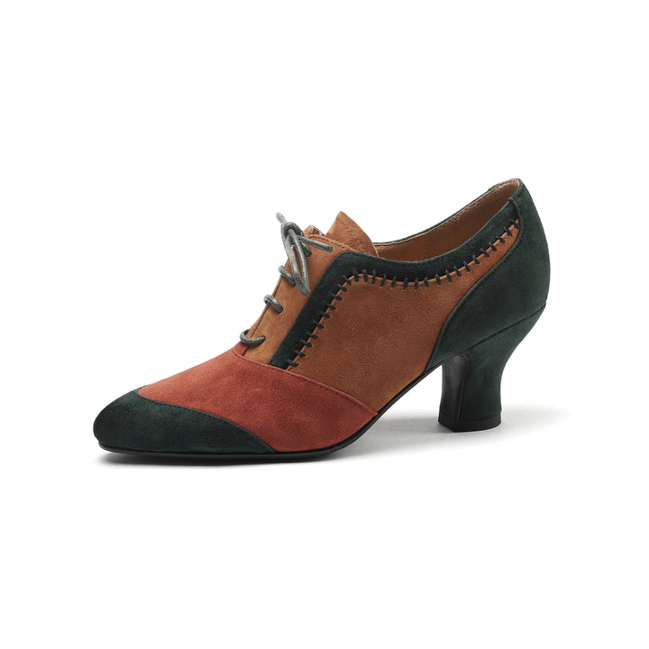 Patchwork Suede Oxford Pumps