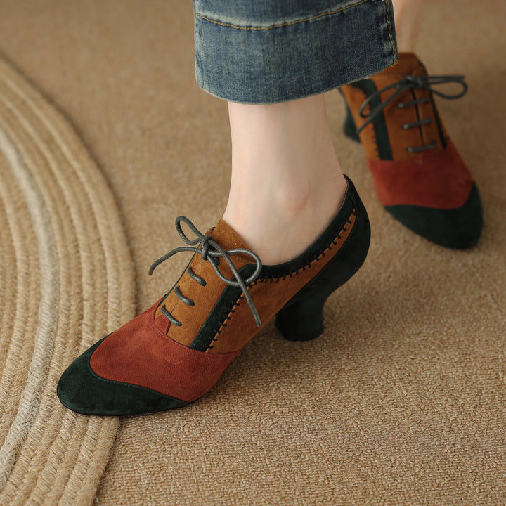 Patchwork Suede Oxford Pumps