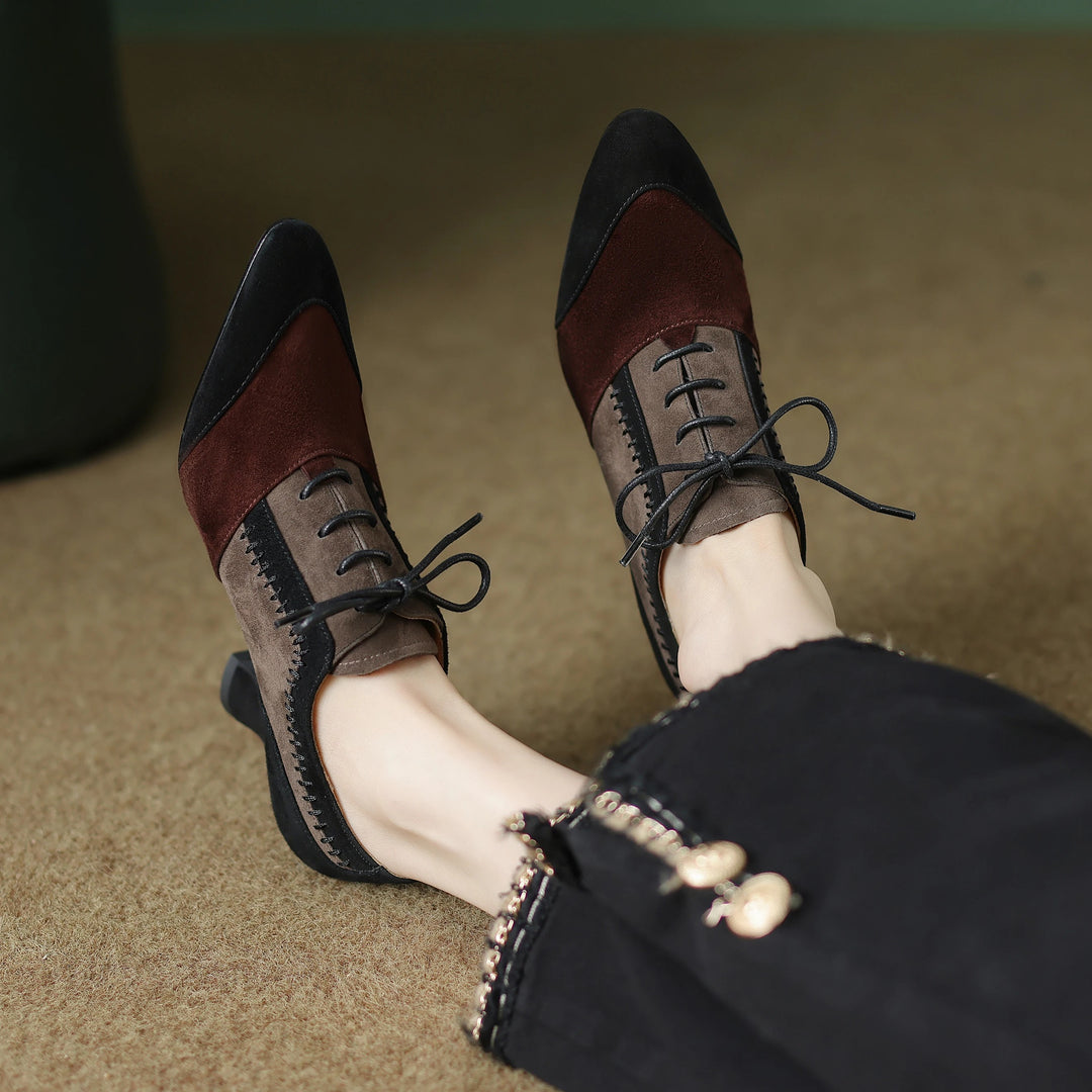 Patchwork Suede Oxford Pumps