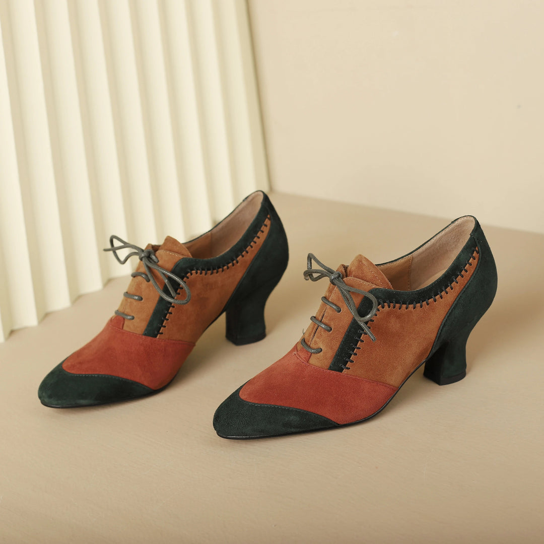 Patchwork Suede Oxford Pumps