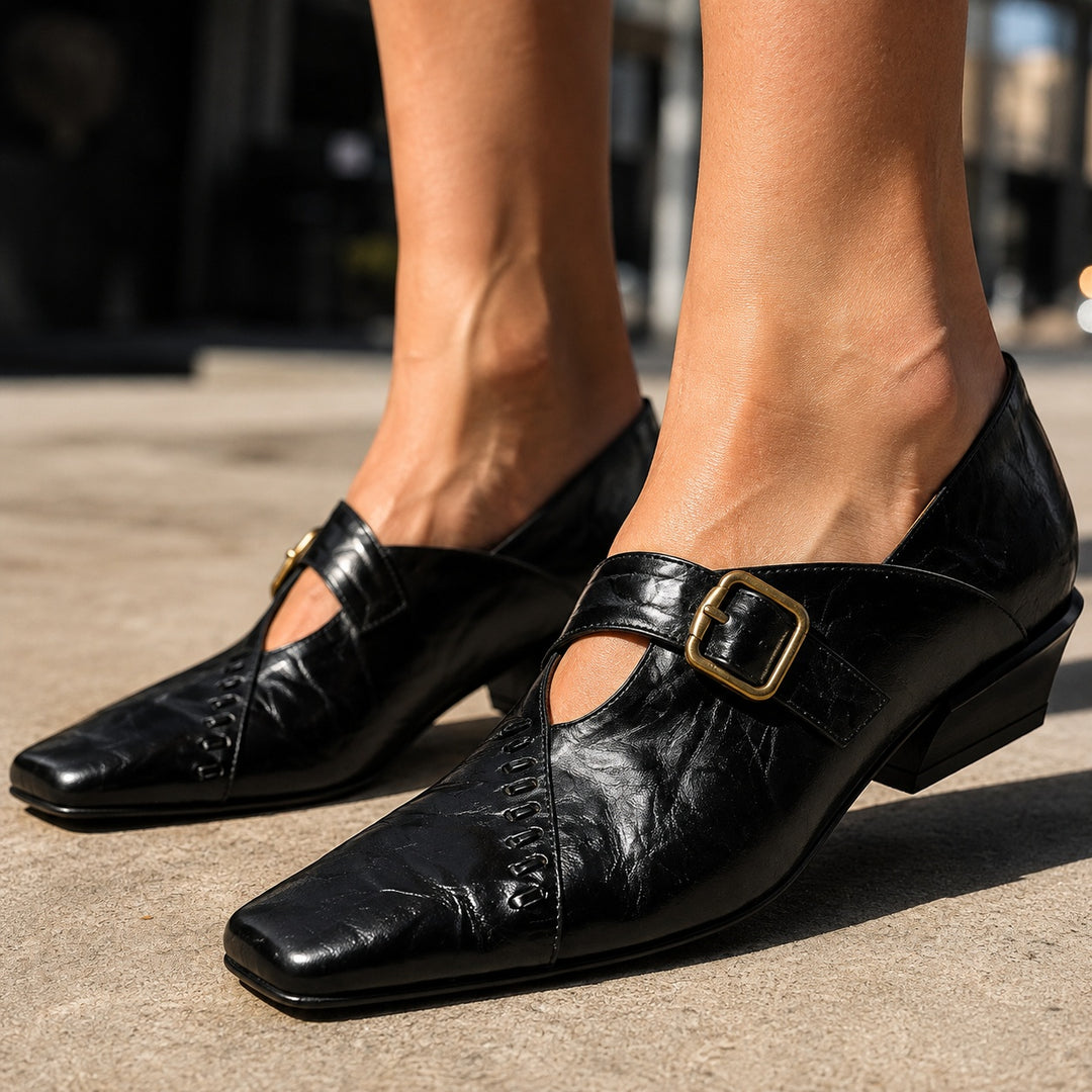 Marchesa Buckle Leather Pumps — ce_brooklyn_s1_01
