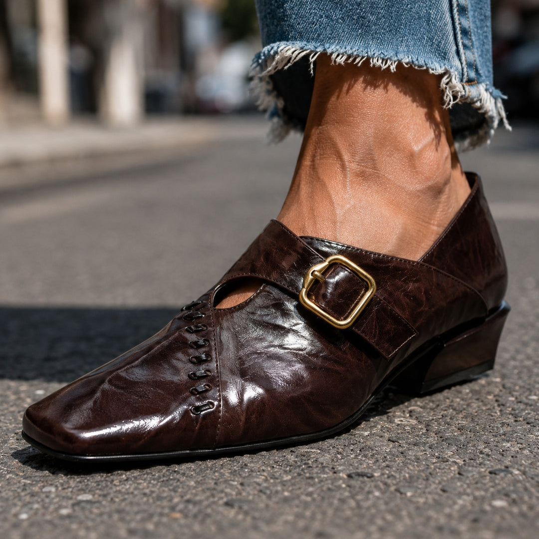 Marchesa Buckle Leather Pumps — ce_brooklyn_s2_01